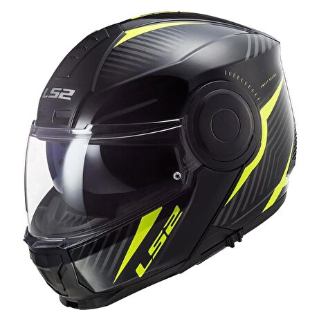LS2 SCOPE SKID SİYAH-NEON SARI ÇENE AÇILIR KASK