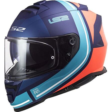 LS2 STORM SLANT MAT MAVİ TURUNCU MOTOSİKLET KASK