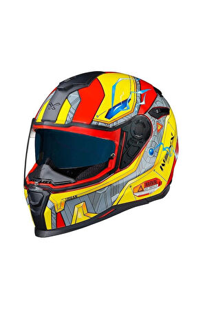 Sx.100 Gıgabot Kırmızı Sarı Motosiklet Kapalı Kask