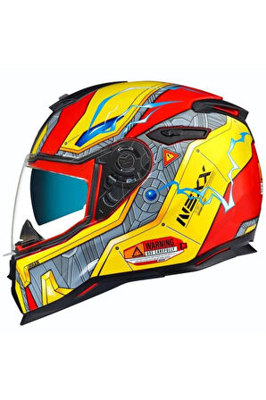 Sx.100 Gıgabot Kırmızı Sarı Motosiklet Kapalı Kask