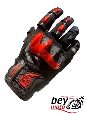 SCOYCO MC117 KORUMALI KADIN MOTOSİKLET ELDİVENİ KIRMIZI SİYAH