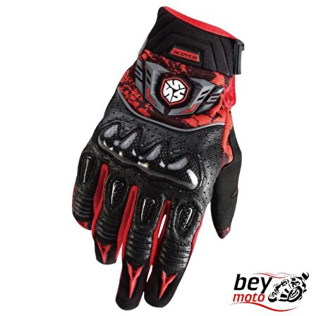 SCOYCO MX49 CARBON KORUMALI MOTOSİKLET ELDİVENİ KIRMIZI