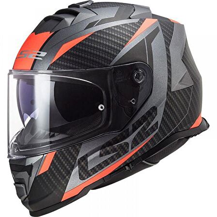 LS2 STORM RACER MAT TITANIUM-TURUNCU KAPALI KASK