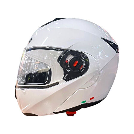 BEYAZ ÇENE AÇILIR MOTOSİKLET KASK