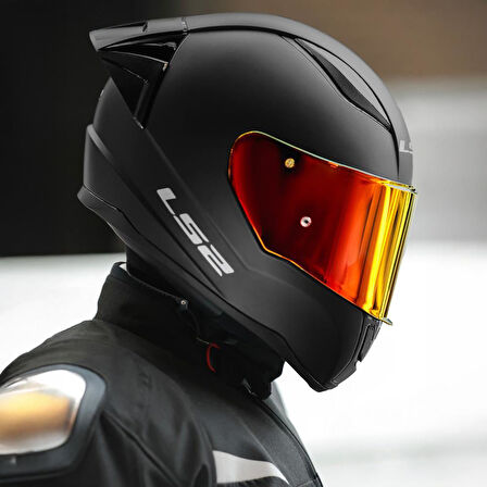 LS2 RAPID 2 R MAT SİYAH MOTOSİKLET KASKI IRIDIUM KIRMIZI VE ŞEFFAF VİZÖR + SPOİLER