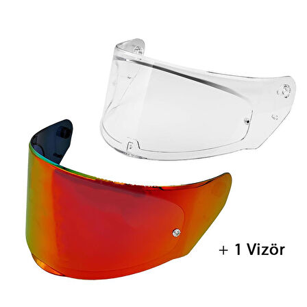 LS2 RAPID 2 R MAT SİYAH MOTOSİKLET KASKI IRIDIUM KIRMIZI VE ŞEFFAF VİZÖR + SPOİLER