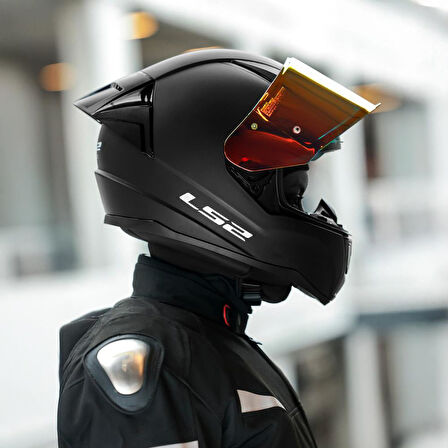 LS2 RAPID 2 R MAT SİYAH MOTOSİKLET KASKI IRIDIUM KIRMIZI VE ŞEFFAF VİZÖR + SPOİLER