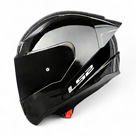 LS2 RAPID 2 R PARLAK SİYAH MOTOSİKLET KASKI SİYAH VE ŞEFFAF VİZÖR + SPOİLER