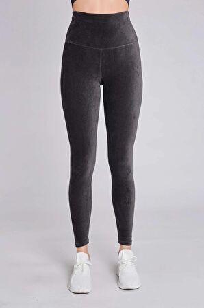 Kadın Kadife Fitilli Antrasit Tayt