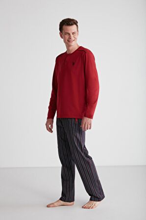 Erkek Uzun Kol Patlı Bordo Pijama Takım C1T8N7O38