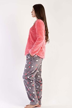 Kadın Welsoft Uzun Kol Pembe Pijama Takımı C3T0N3O094