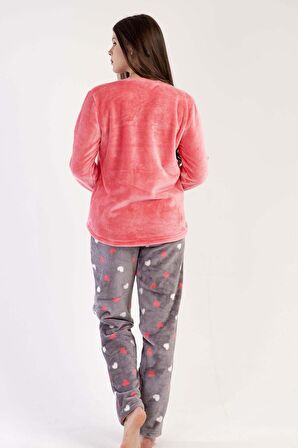 Kadın Welsoft Uzun Kol Pembe Pijama Takımı C3T0N3O094