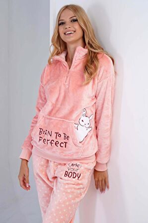 Kadın Welsoft Uzun Kol Pembe Pijama Takımı C3T0N4O030