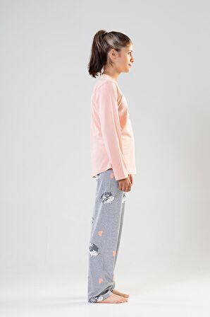 Kız Çocuk Uzun Kol Pembe Pijama Takımı C2T0N4O075