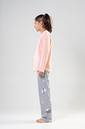 Kız Çocuk Uzun Kol Pembe Pijama Takımı C2T0N4O075