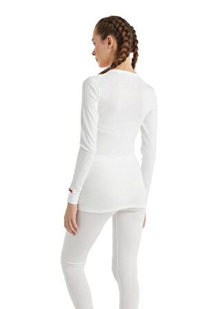 V Yaka Beyaz Unisex Uzun Kol Thermal İçlik C7T5N2O1