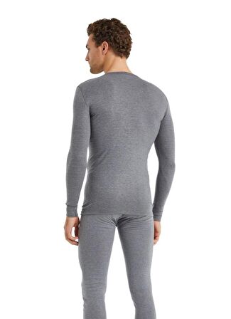V Yaka Gri Unisex Uzun Kol Thermal İçlik C7T5N2O1