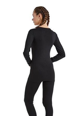 V Yaka Uzun Kol Siyah Unisex Thermal İçlik C7T5N2O1
