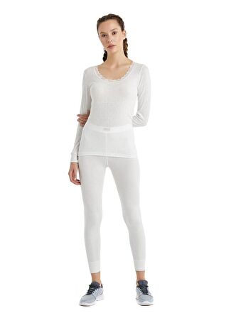 Kadın Uzun Kol Level 1 Beyaz Thermal C8T6N2O1