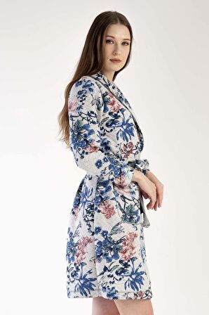 Kadın Uzun Kol Kapitone Gri Melanj Sabahlık C2T0N1303