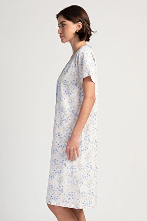 Kadın Kısa Kol Ekru Fermuarlı Ev Elbisesi C2T8N3113