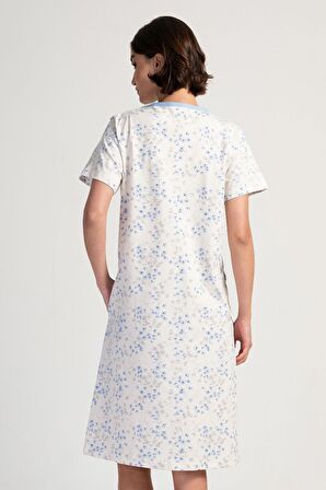 Kadın Kısa Kol Ekru Fermuarlı Ev Elbisesi C2T8N3113