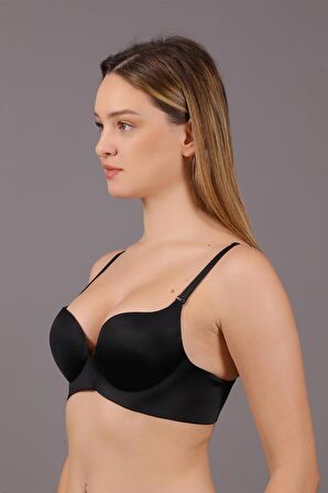 Kadın Lotus Lazer Kesim Push-Up Siyah Sütyen 336045