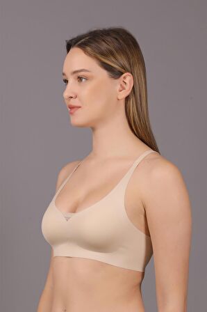 Kadın Lazer Kesim İnce Süngerli Desteksiz Ten Crop Sütyen C3T3N6O110