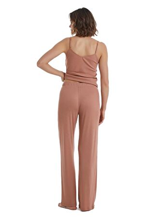 Kadın İnce Askılı Kahverengi Pijama Takımı C0T4N3O15-