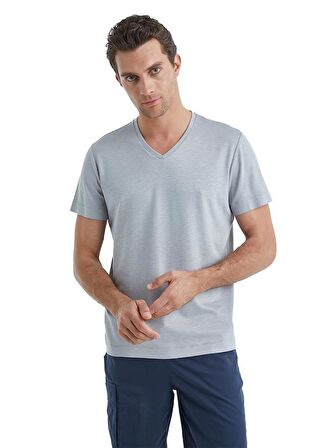 Erkek Kısa Kol Şortlu Gri Pijama Takımı C8T0N5O04-