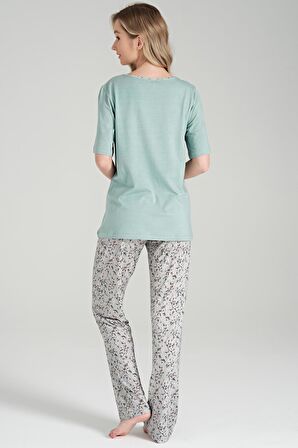 Kadın Büyük Beden Kısa Kol Mint Pijama Takımı C4T8N6O1