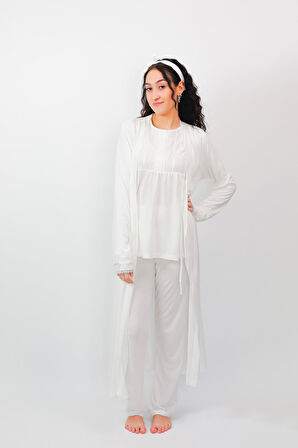 Nena Collection %100 Pamuk Lohusa Sabahlık ve Pijama Takımı 24556