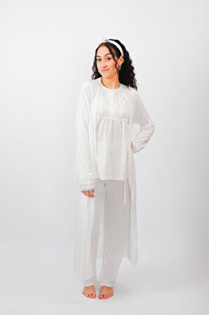 Nena Collection %100 Pamuk Lohusa Sabahlık ve Pijama Takımı 24556