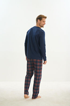 Erkek Uzun Kol Lacivert Pijama Takım C1T2N5O9