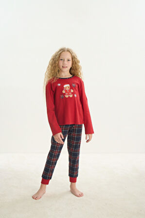 Kız Çocuk Uzun Kol Kırmızı Pijama Takım C4T4N7O8