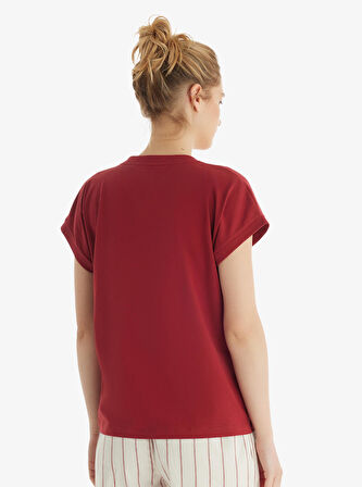 Kadın Kısa Kol Şortlu Bordo Pijama Takımı 60553-59