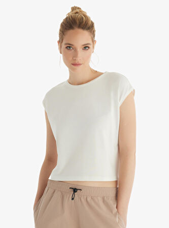 Kadın Kısa Kol Modal Krem T-Shirt Pantolon Takım 60561-63