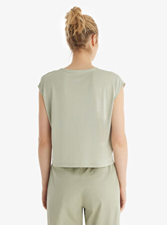 Kadın Modal Kısa Kol Yeşil T-Shirt Pantolon Takım 60561-63