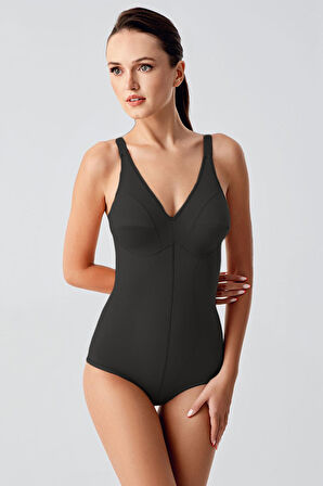 Kadın Korse Body Tüm Vücut Şekillendirici Toparlayıcı Askılı Siyah 369605