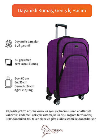 Kabin Boy 4 Teker Kumaş Valiz Mor 1081