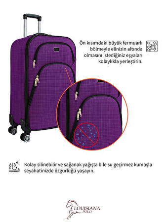 Kabin Boy 4 Teker Kumaş Valiz Mor 1081