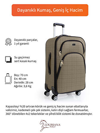 Orta Boy 4 Teker Kumaş Valiz Bej 1081