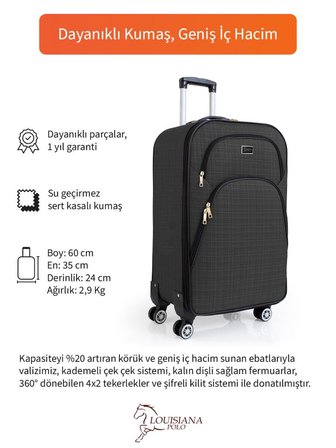 Kabin Boy 4 Teker Kumaş Valiz Antrasit 1081