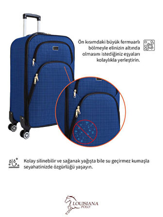 Kabin Boy 4 Teker Kumaş Valiz Saks Mavi 1081