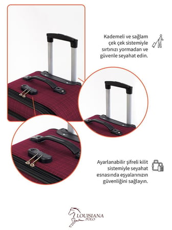 Gedox Büyük ve Orta Boy Valiz Seti 4 Teker Kumaş Valiz Bordo 1081