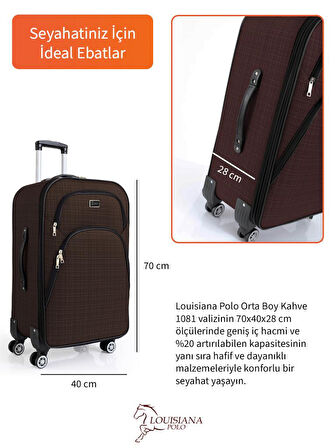 Orta Boy 4 Teker Kumaş Valiz Kahve 1081