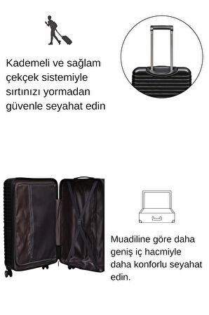 Büyük Boy %100 Polikarbon Valiz Siyah 1811
