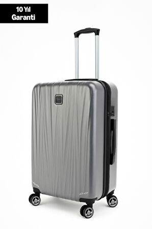 Orta Boy %100 Polikarbon Valiz Gri 1815