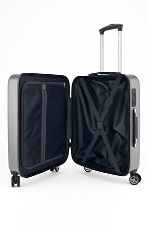 Orta Boy %100 Polikarbon Valiz Gri 1815