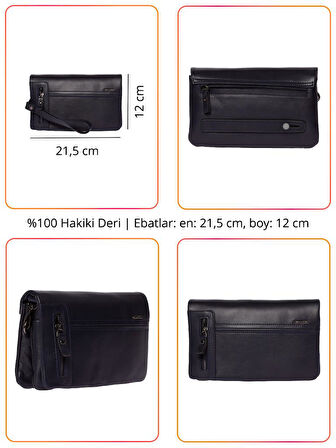 Grande Hakiki Deri Erkek El Çantası Lacivert 4271